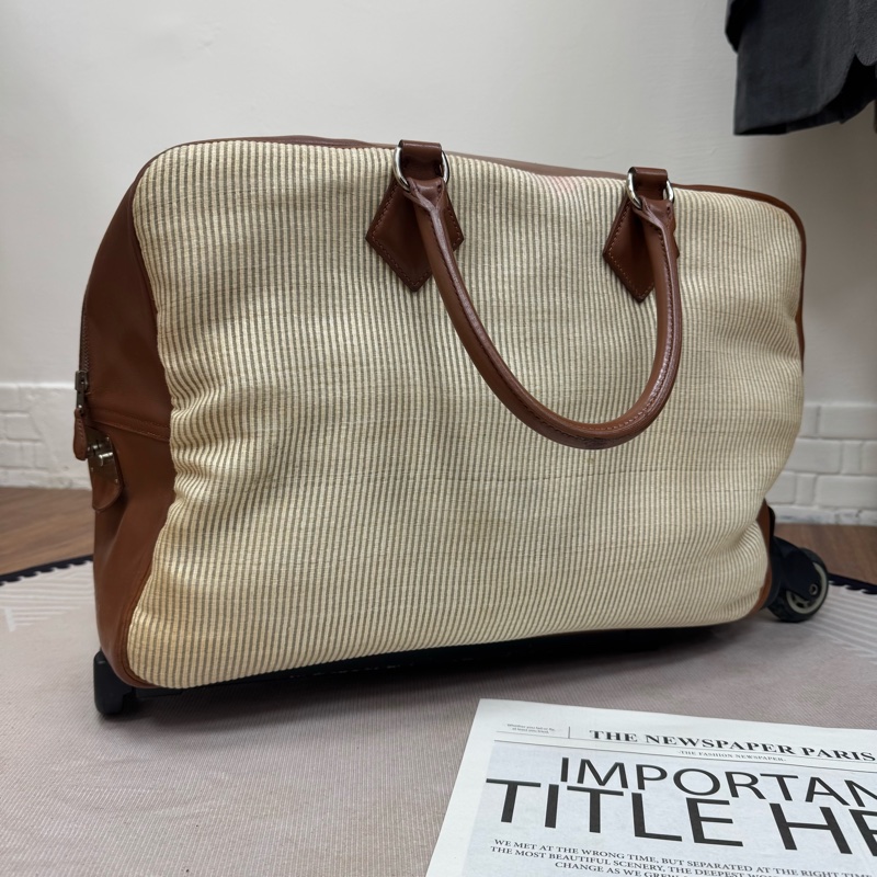 Hermès 棕色拼接旅行箱包 vintage 二手 中古-1