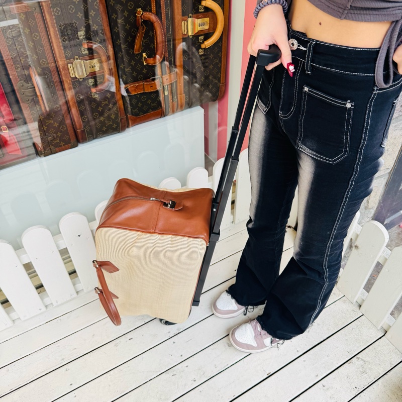 Hermès 棕色拼接旅行箱包 vintage 二手 中古-3