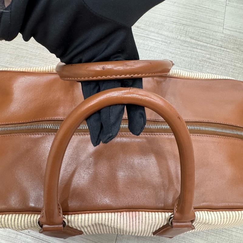Hermès 棕色拼接旅行箱包 vintage 二手 中古-11