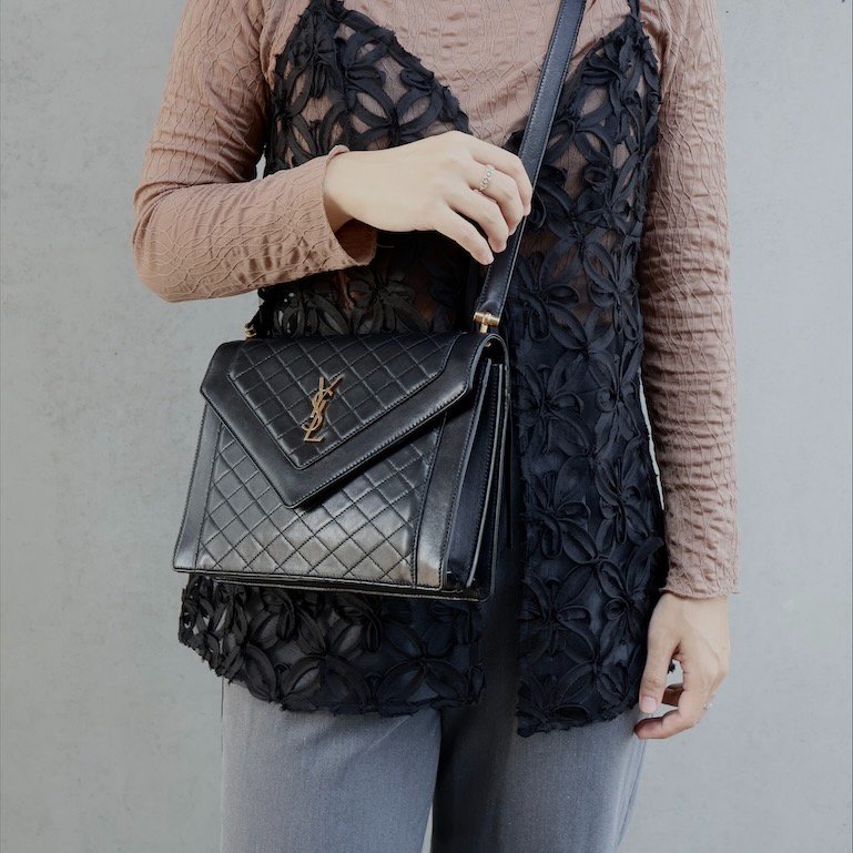 𝐘𝐒𝐋黑金小羊皮菱格紋𝐆𝐀𝐁𝐘 𝐬𝐭𝐚𝐜𝐡𝐞𝐥-1