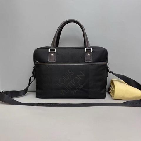 LV路易威登 男士 黑色帆布拼皮公文包