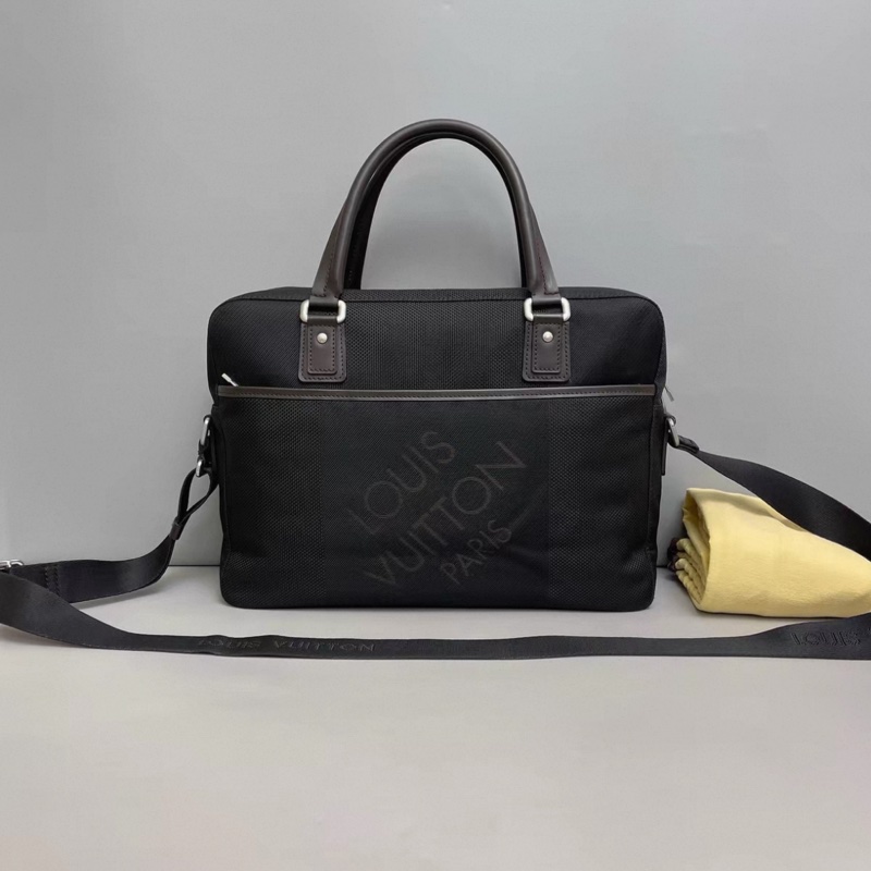 LV路易威登 男士 黑色帆布拼皮公文包-0