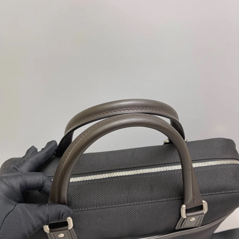 LV路易威登 男士 黑色帆布拼皮公文包-4