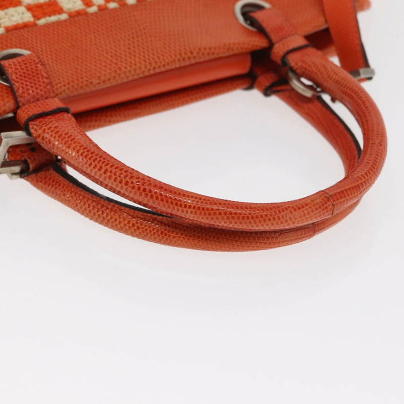 【日本直送】BOTTEGA VENETA 拉菲草編織兩用手提包 橙色 銀色 正品 169811-6