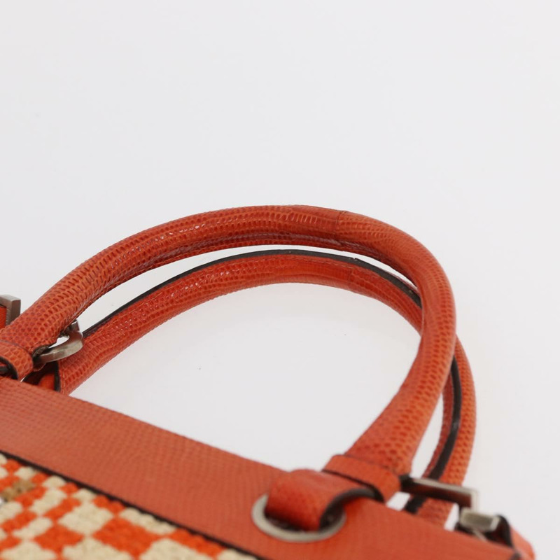 【日本直送】BOTTEGA VENETA 拉菲草編織兩用手提包 橙色 銀色 正品 169811-7