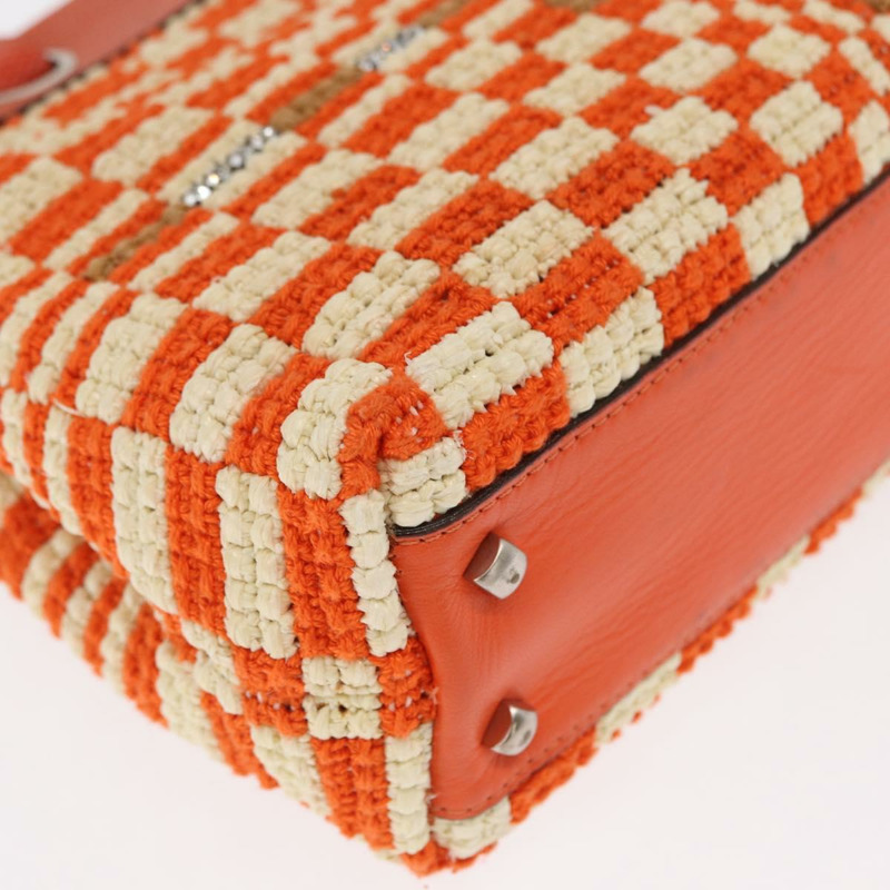 【日本直送】BOTTEGA VENETA 拉菲草編織兩用手提包 橙色 銀色 正品 169811-9