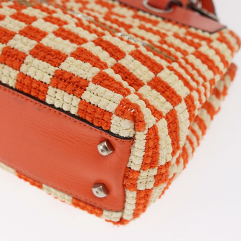 【日本直送】BOTTEGA VENETA 拉菲草編織兩用手提包 橙色 銀色 正品 169811-16