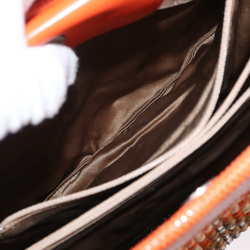 【日本直送】BOTTEGA VENETA 拉菲草編織兩用手提包 橙色 銀色 正品 169811-24