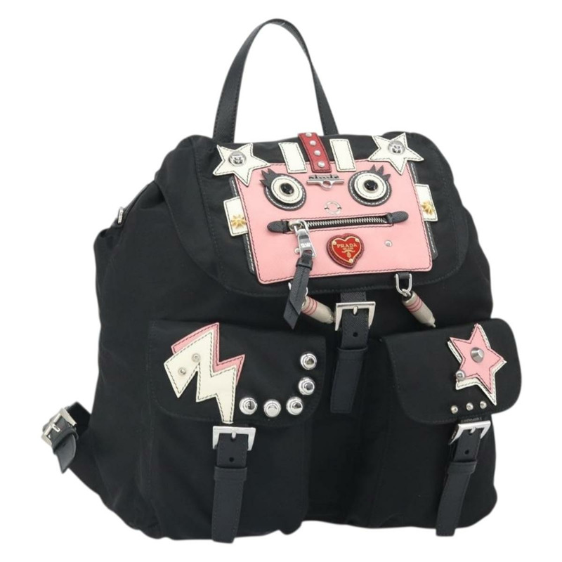【日本直送】PRADA Robot 雙肩包 尼龍材質 黑色 銀色 正品 169726SAV-0