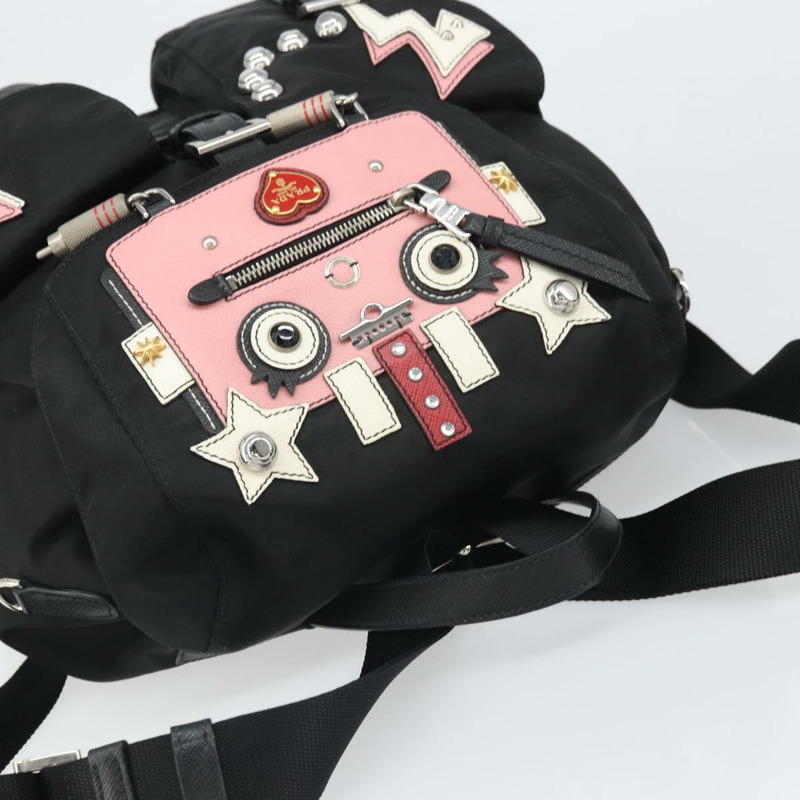 【日本直送】PRADA Robot 雙肩包 尼龍材質 黑色 銀色 正品 169726SAV-5