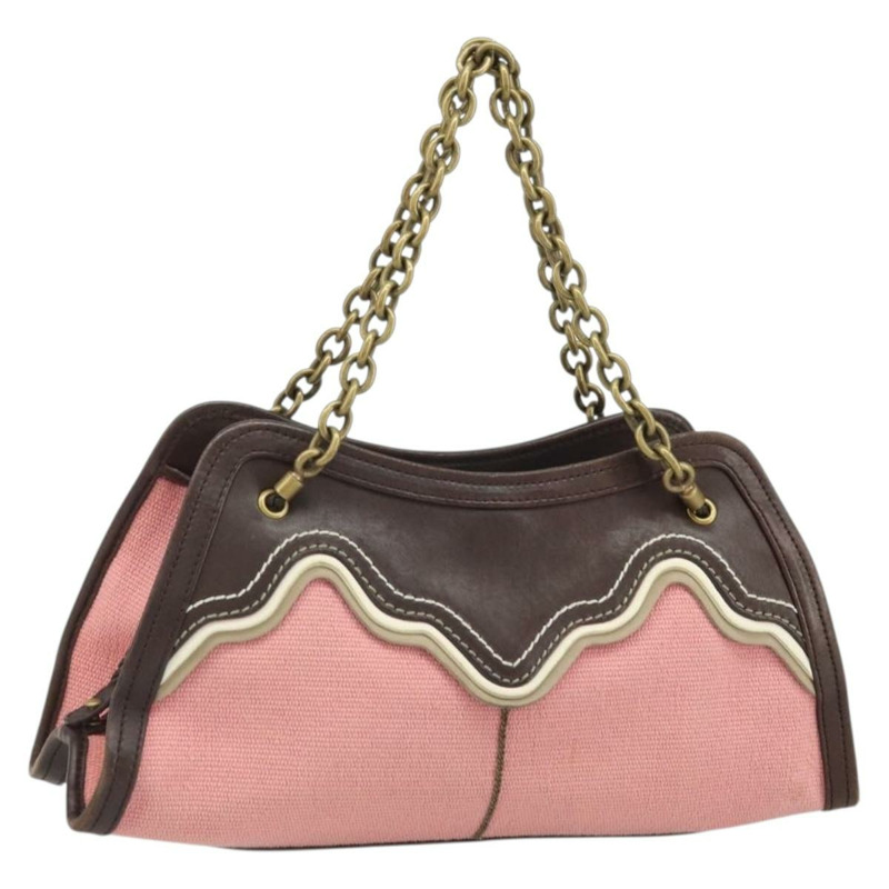 【日本直送】BOTTEGA VENETA 鏈條手提包 帆布 奧特萊斯 粉金 169980 正品 169795V-0