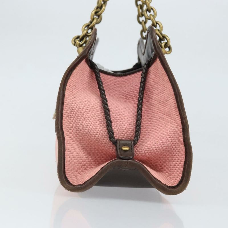 【日本直送】BOTTEGA VENETA 鏈條手提包 帆布 奧特萊斯 粉金 169980 正品 169795V-2