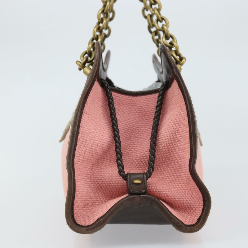 【日本直送】BOTTEGA VENETA 鏈條手提包 帆布 奧特萊斯 粉金 169980 正品 169795V-3