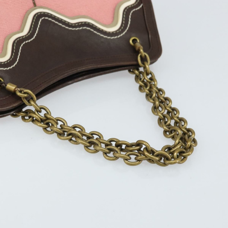 【日本直送】BOTTEGA VENETA 鏈條手提包 帆布 奧特萊斯 粉金 169980 正品 169795V-6