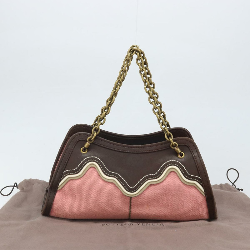 【日本直送】BOTTEGA VENETA 鏈條手提包 帆布 奧特萊斯 粉金 169980 正品 169795V-11