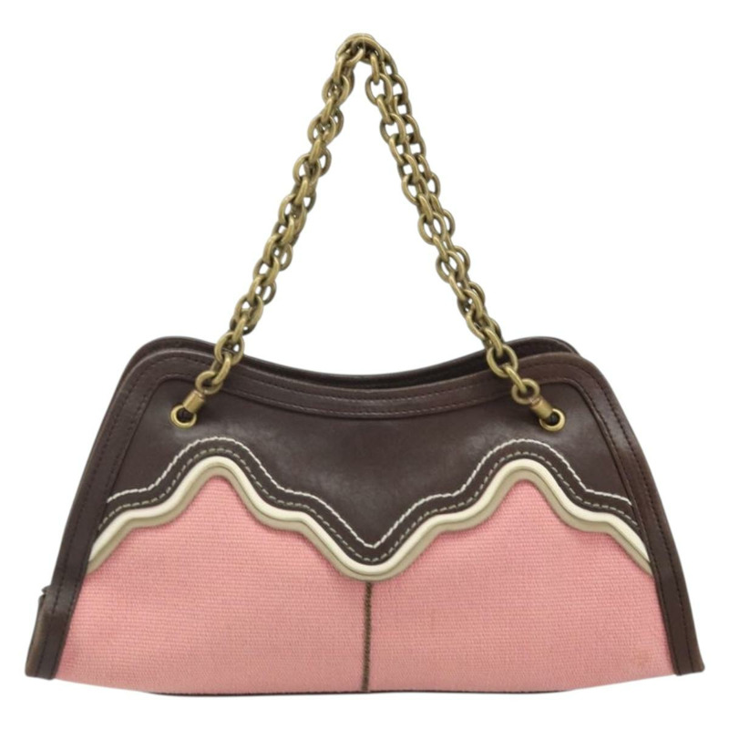 【日本直送】BOTTEGA VENETA 鏈條手提包 帆布 奧特萊斯 粉金 169980 正品 169795V-12