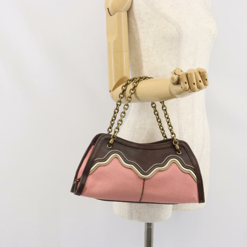 【日本直送】BOTTEGA VENETA 鏈條手提包 帆布 奧特萊斯 粉金 169980 正品 169795V-22