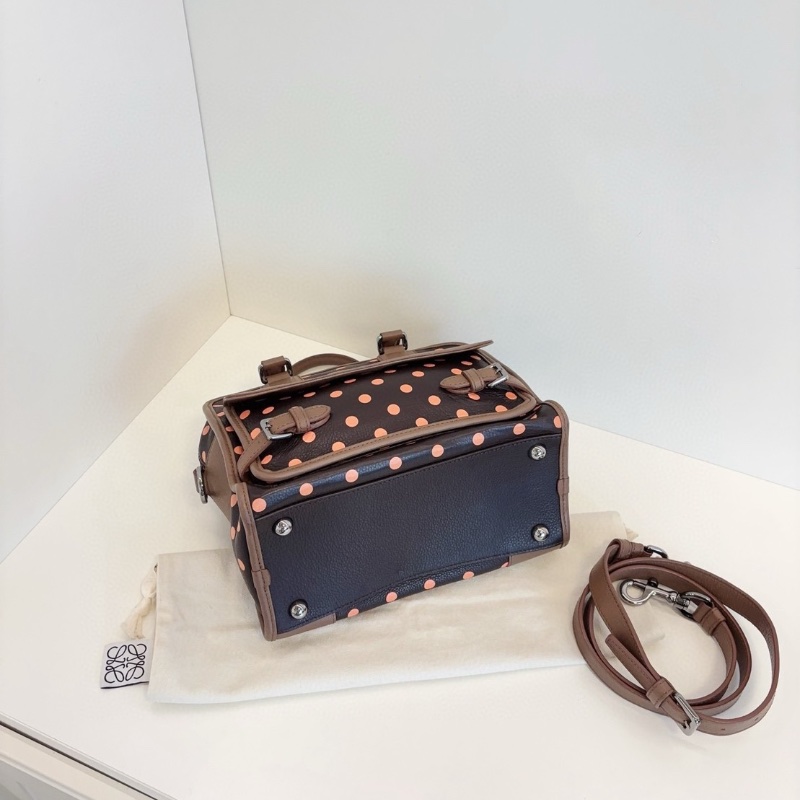 Loewe 限量波點款2ways波士頓 小方包 25*20*13 98新配件塵袋肩帶-5