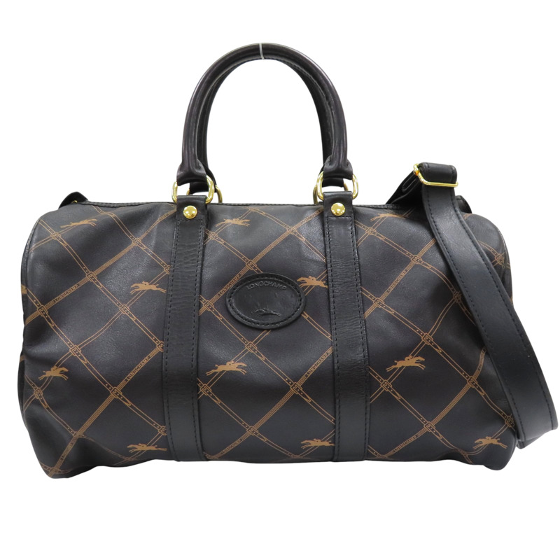 黑色 牛皮 Vintage 波士頓包 兩用包【Longchamp 瓏驤】-0