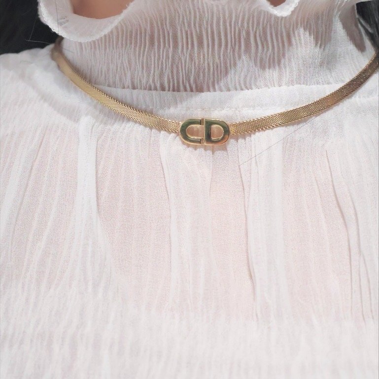 𝐃𝐢𝐨𝐫金色字母𝐜𝐡𝐨𝐤𝐞𝐫項鍊-2