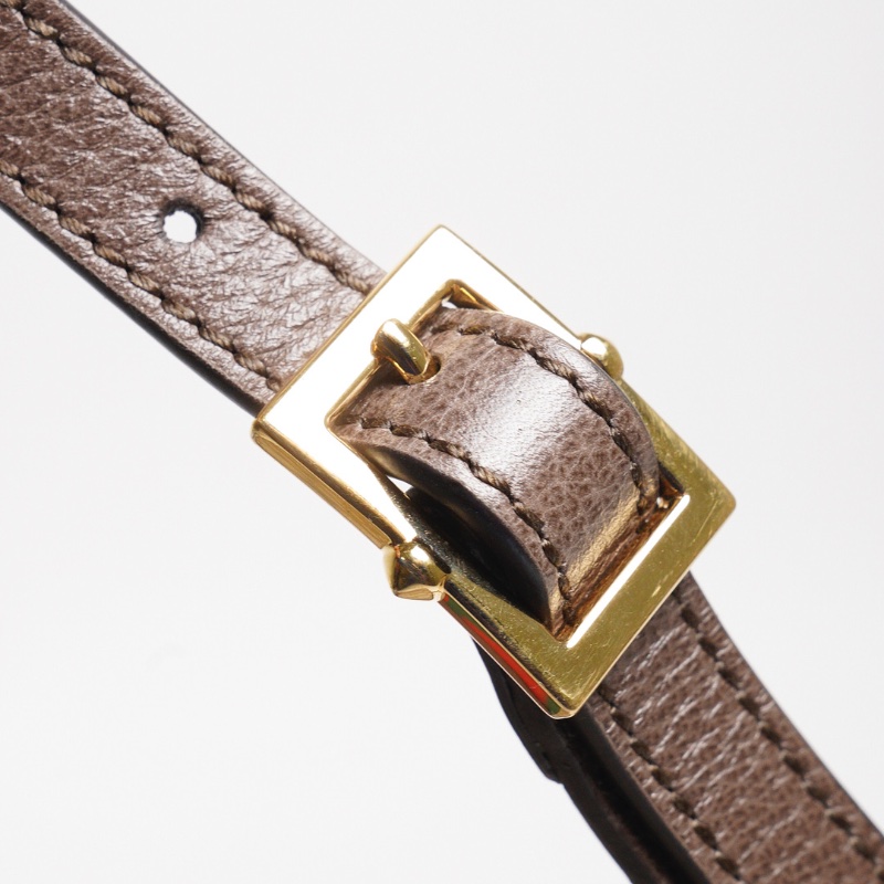 GUCCI 經典Ophidia系列 GG Supreme帆布印花綠紅綠織帶皮革飾邊拉鍊斜背包-12