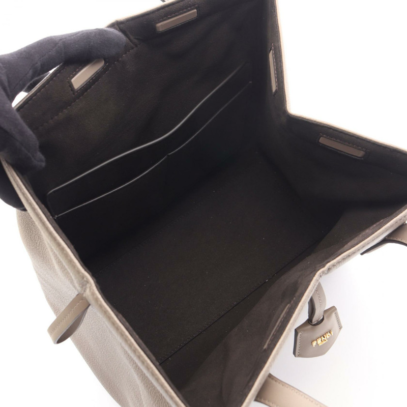 FENDI ORIGAMI 中型手提單肩包 8BH414 皮革 米色 二手 女士-2