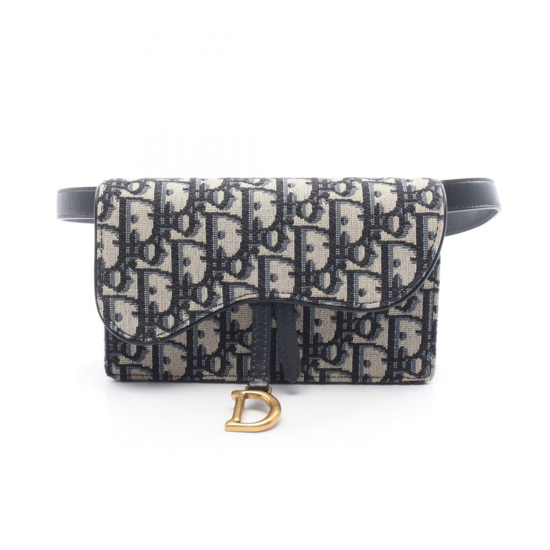 Dior Oblique 腰包斜背包 S5619CTZQ_M928 帆布海軍藍/米色 二手 女士-0