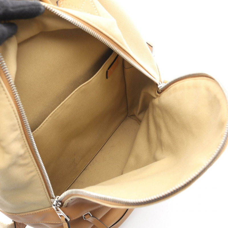 LOEWE 圓形雙肩包 B314278X01 帆布皮革 米色 二手 女士 logo-2