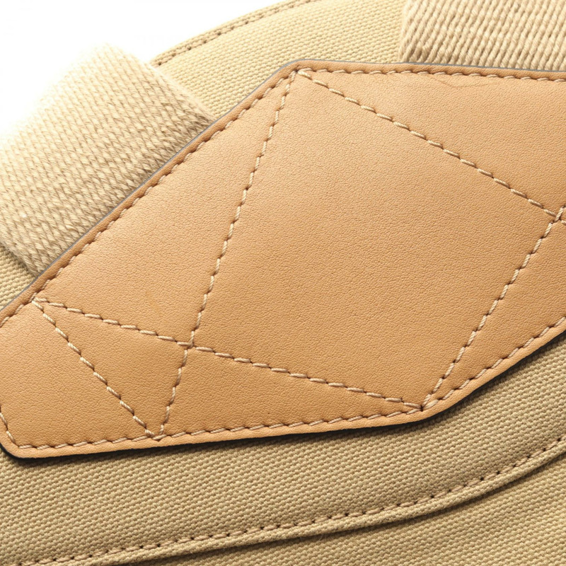 LOEWE 圓形雙肩包 B314278X01 帆布皮革 米色 二手 女士 logo-8