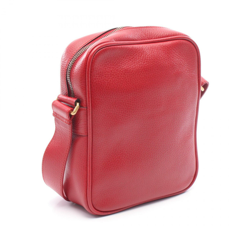 GUCCI Gucci 印花 logo 斜背單肩包 523591 紅色皮革 二手 男女通用-1