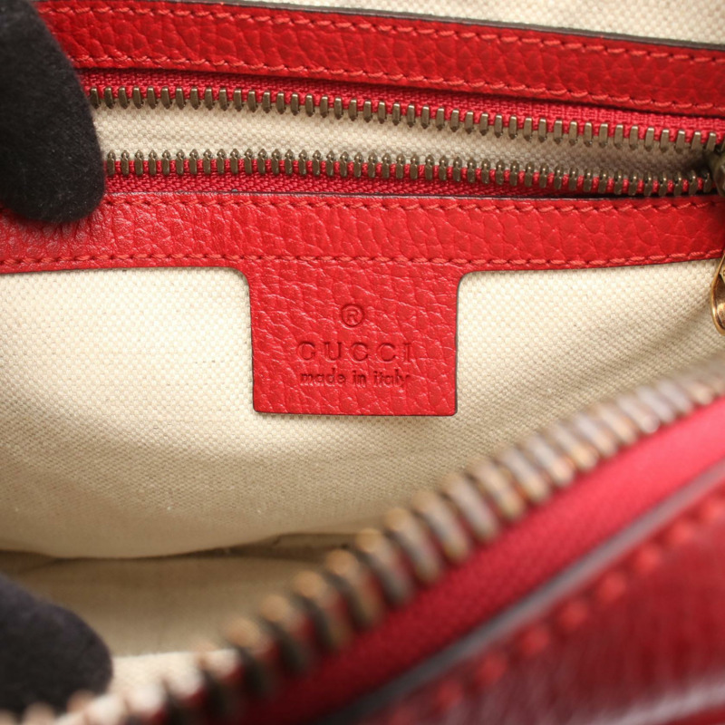 GUCCI Gucci 印花 logo 斜背單肩包 523591 紅色皮革 二手 男女通用-3