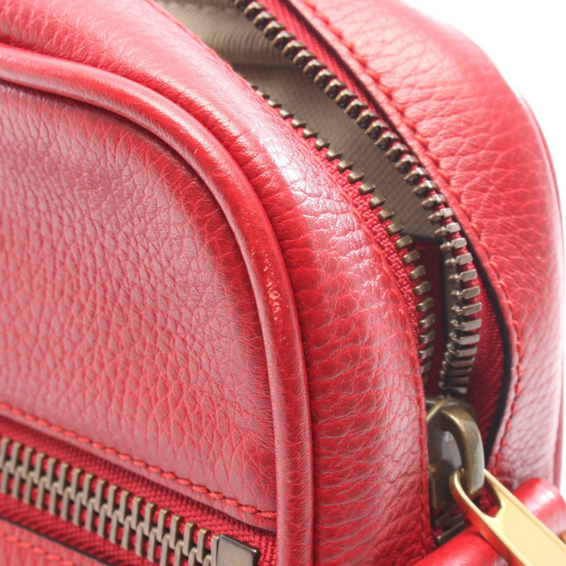 GUCCI Gucci 印花 logo 斜背單肩包 523591 紅色皮革 二手 男女通用-4