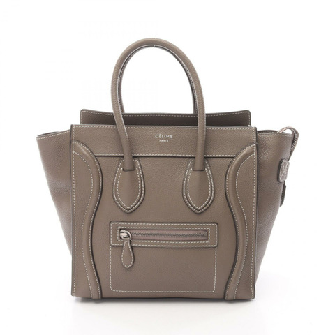 CELINE Luggage 迷你購物手提包 167793 皮革 灰色 二手 女士