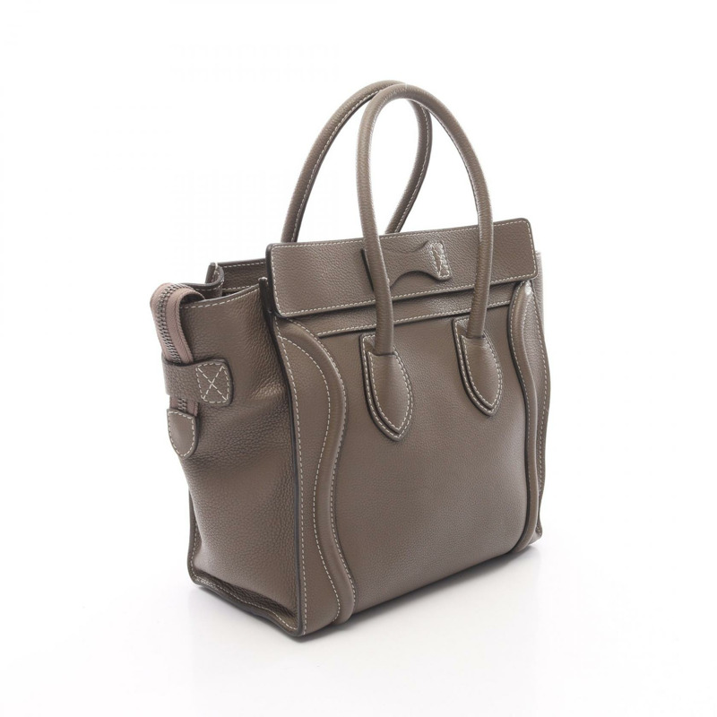 CELINE Luggage 迷你購物手提包 167793 皮革 灰色 二手 女士-1