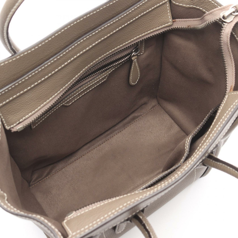 CELINE Luggage 迷你購物手提包 167793 皮革 灰色 二手 女士-2