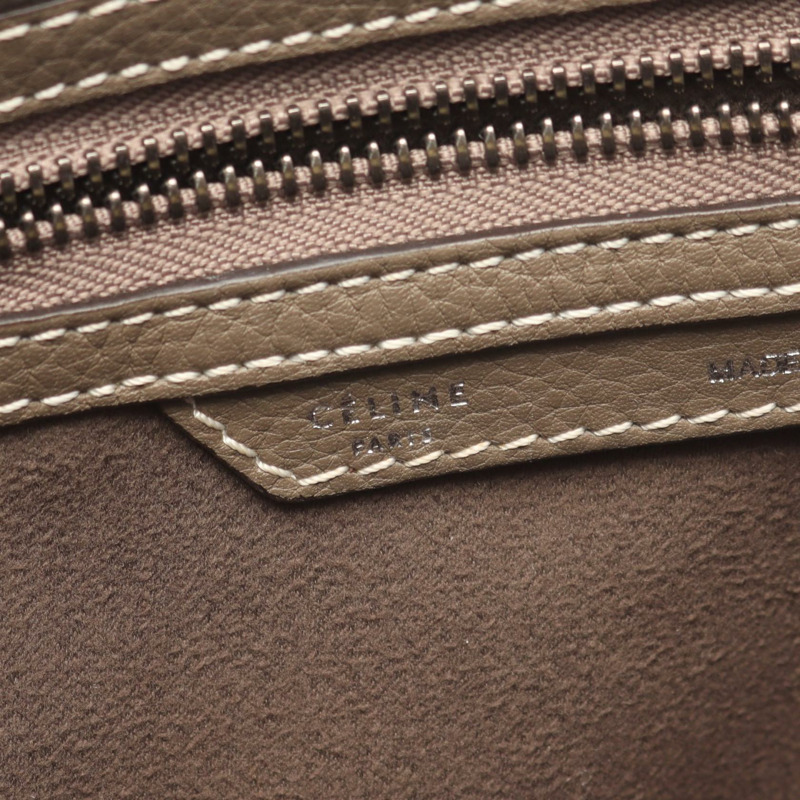 CELINE Luggage 迷你購物手提包 167793 皮革 灰色 二手 女士-3