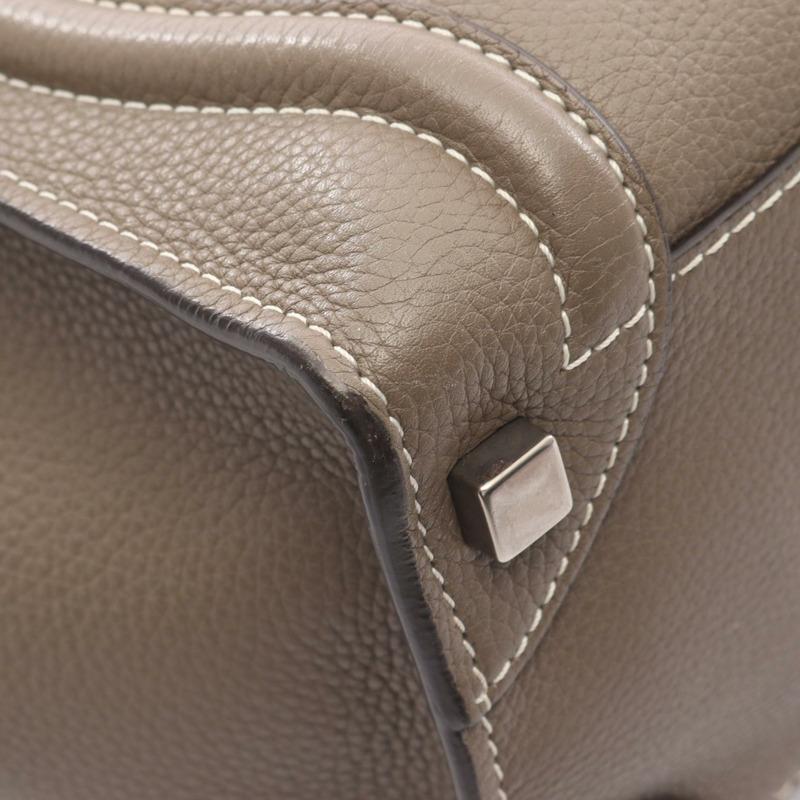 CELINE Luggage 迷你購物手提包 167793 皮革 灰色 二手 女士-4