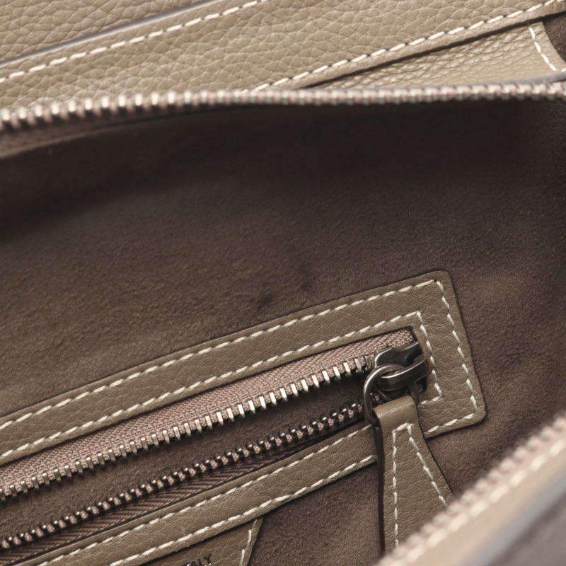 CELINE Luggage 迷你購物手提包 167793 皮革 灰色 二手 女士-9