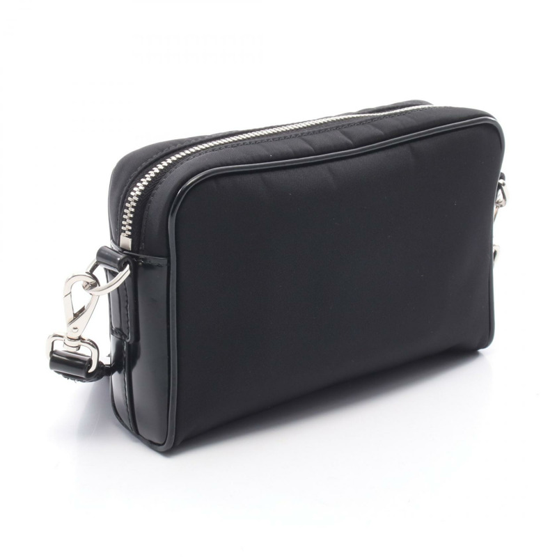 PRADA Re-Nylon 拉絨皮革斜背腰包 黑色二手-1