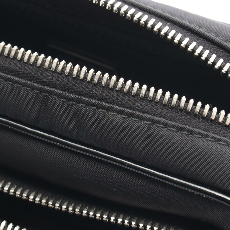 PRADA Re-Nylon 拉絨皮革斜背腰包 黑色二手-4