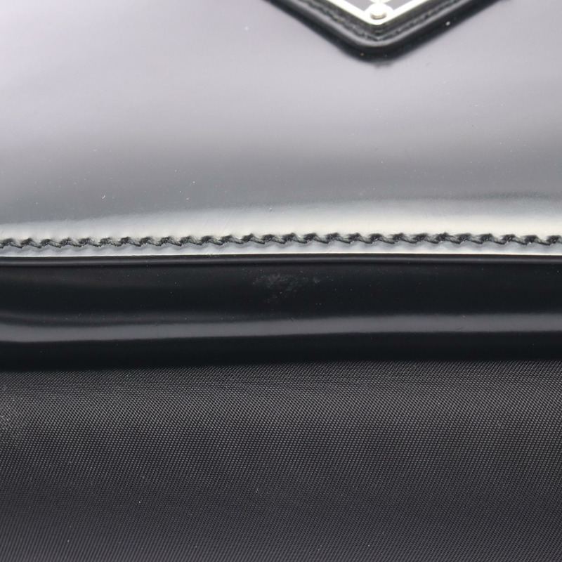 PRADA Re-Nylon 拉絨皮革斜背腰包 黑色二手-7