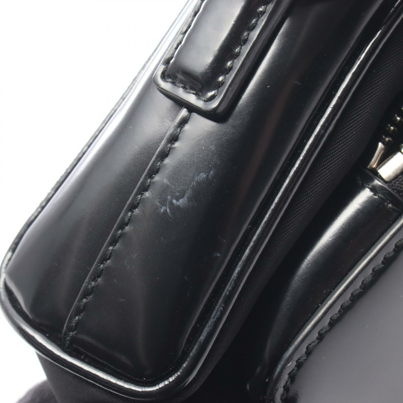 PRADA Re-Nylon 拉絨皮革斜背腰包 黑色二手-8