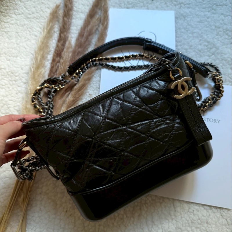 香奈兒黑金流浪包小號-1