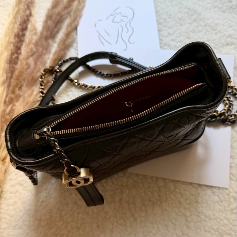 香奈兒黑金流浪包小號-2