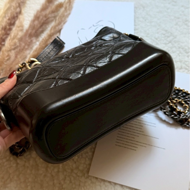 香奈兒黑金流浪包小號-5