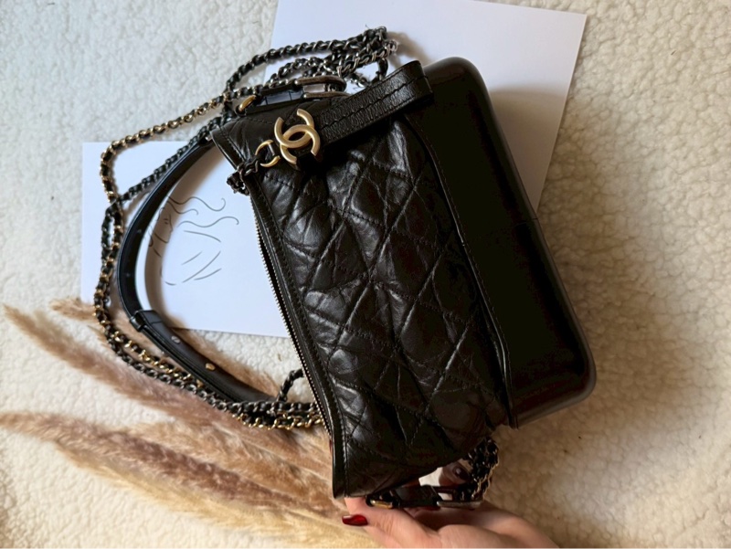 香奈兒黑金流浪包小號-6
