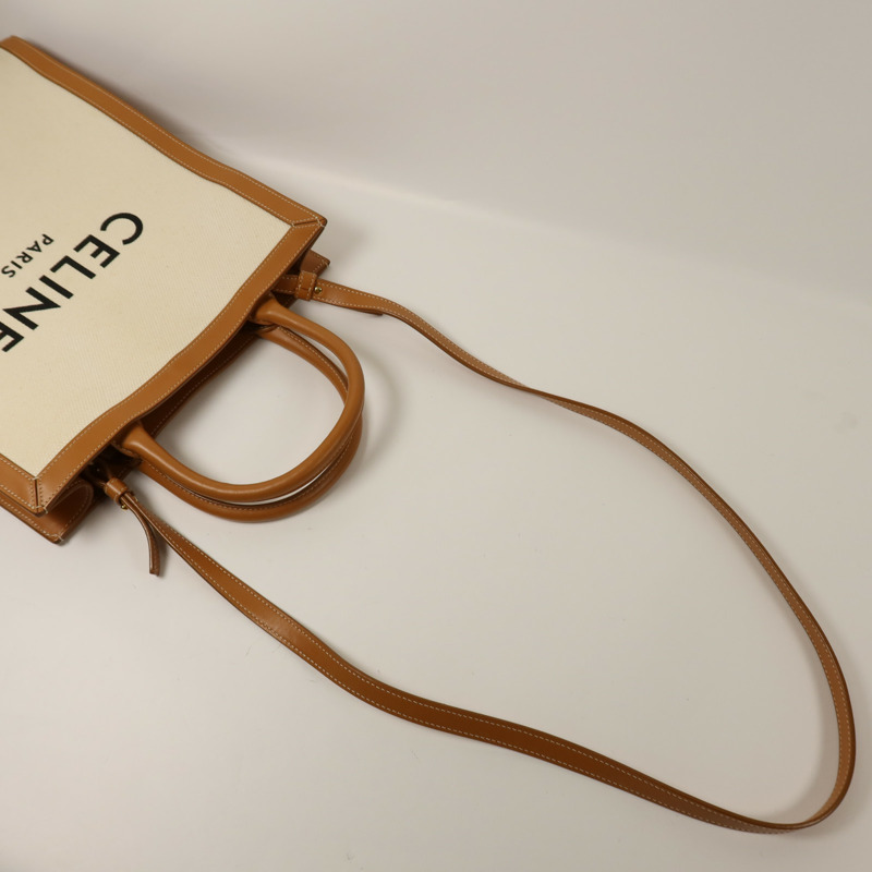 CELINE 帆布/皮革Cabas金扣手挽肩背兩用袋-9