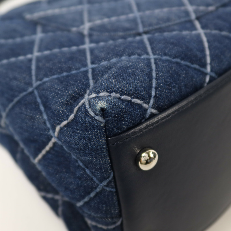 CHANEL 牛仔布Coco Handlec銀扣鏈帶手挽肩背兩用袋-14