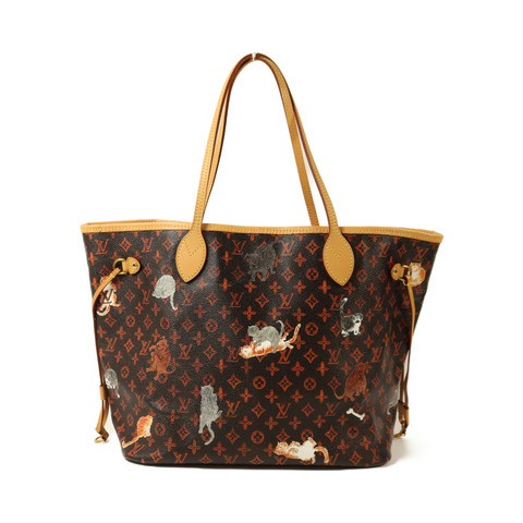 LOUIS VUITTON Catgram Neverfull MM金扣肩背袋