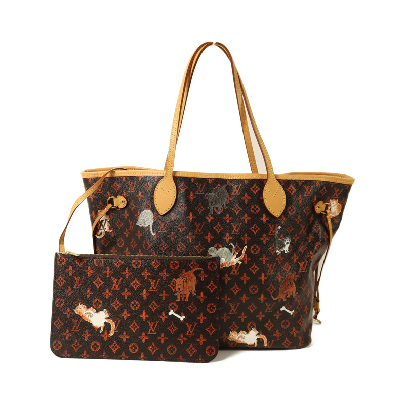 LOUIS VUITTON Catgram Neverfull MM金扣肩背袋-19